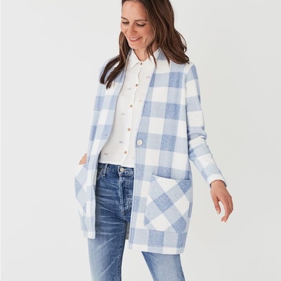 Faherty Jackets & Blazers - Faherty Blue Gingham Cardigan Coat